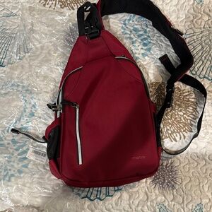 Mosiso Sling  Maroon Double Layer Crossbody Bag for Women
